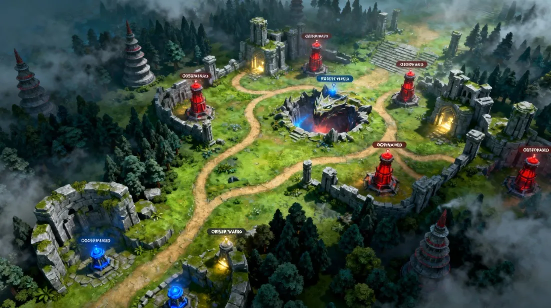 Control del mapa en Dota 2 a través de wards y visión